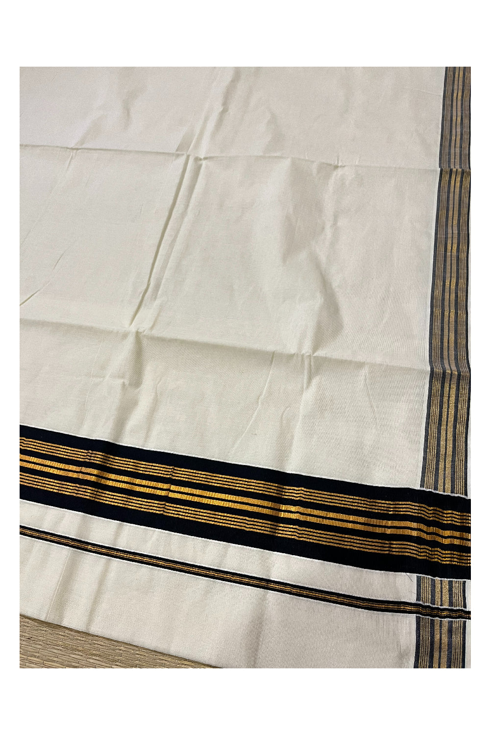 Kerala Pure Cotton Saree with Kasavu and Black Border