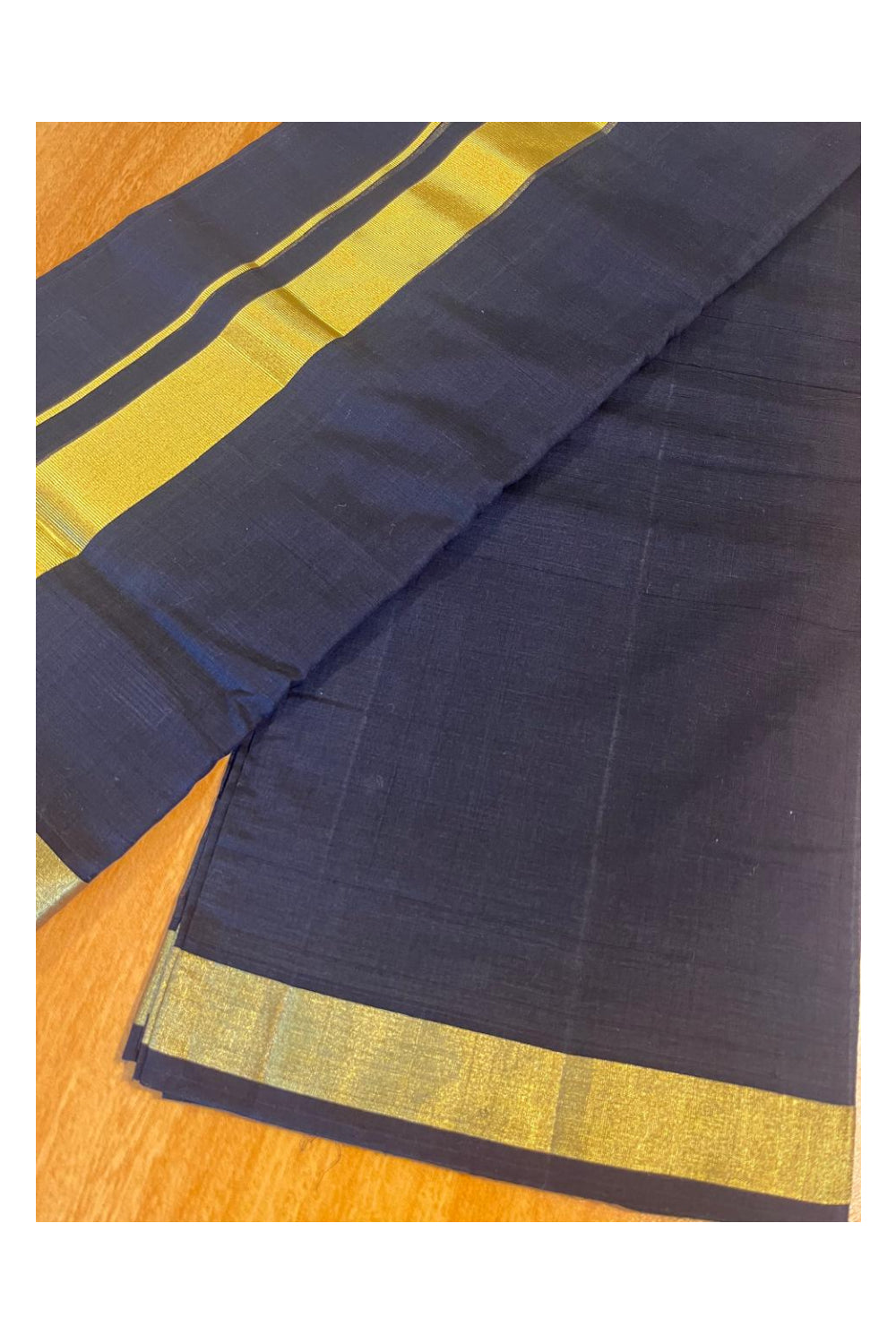 Southloom Balaramapuram Unakkupaavu Handloom Black Mundu with Kasavu  Border