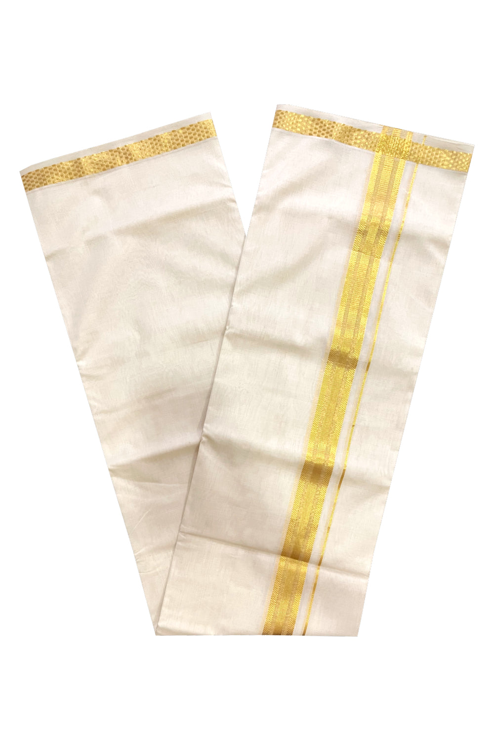 Southloom Super Premium Balaramapuram Unakkupaavu Handloom Double Wedding Mundu with Kasavu Woven Border