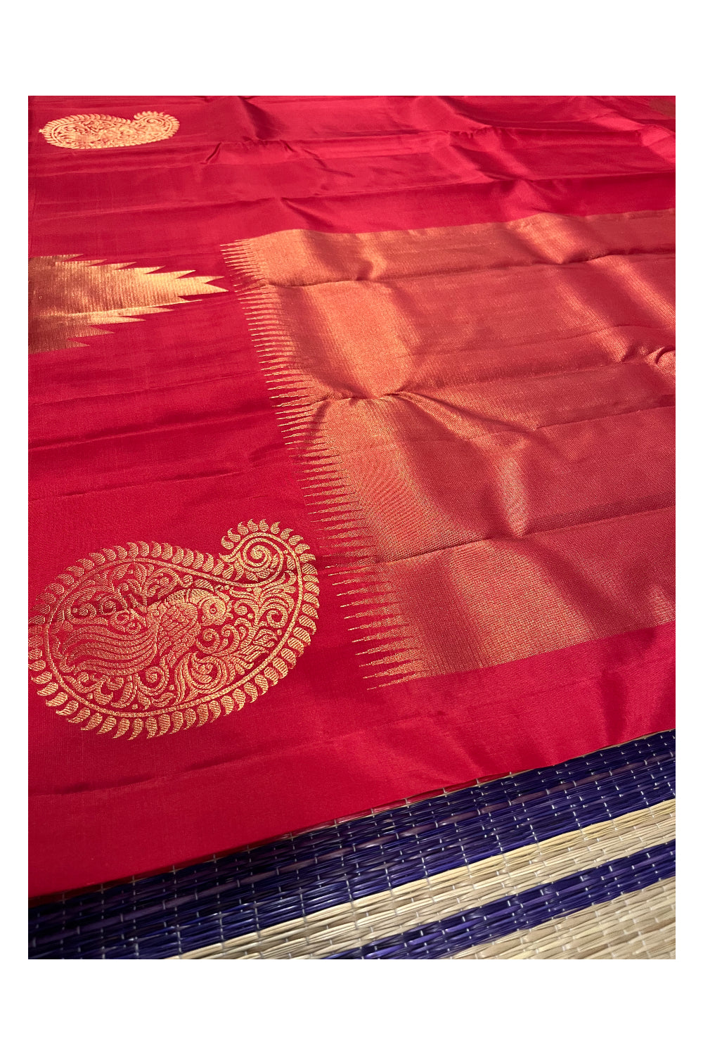 Southloom Pure Handloom Bridal Kanchipuram Silk Saree with Korvai Work