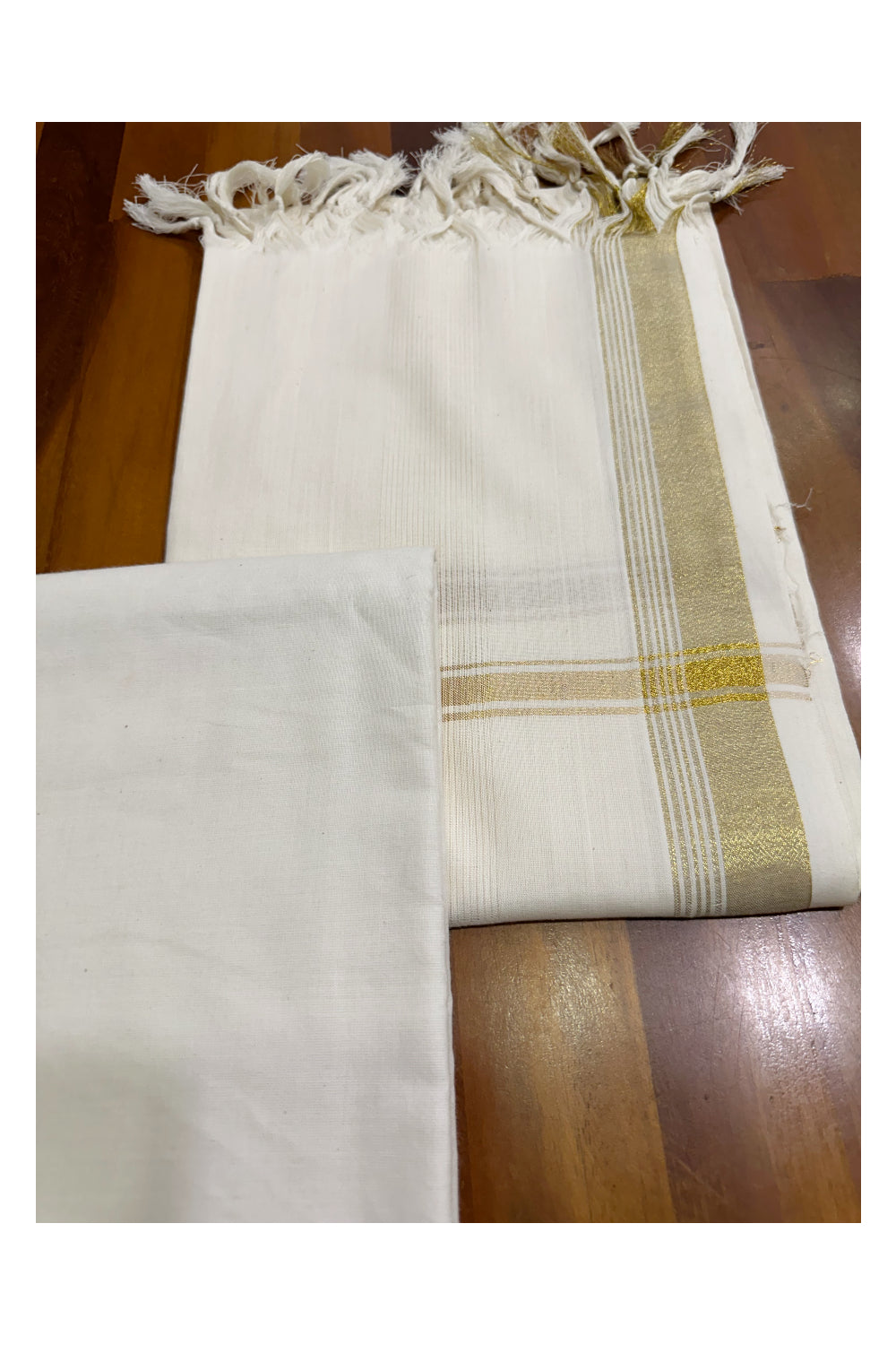 Kerala Cotton Churidar Salwar Material with Kasavu Woven Designs (include Shawl / Dupatta)