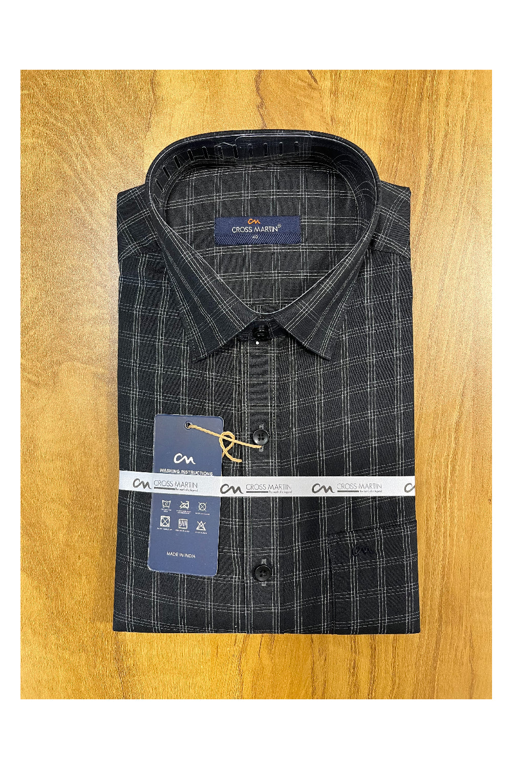 Pure Cotton Black check Shirt (40 FS)