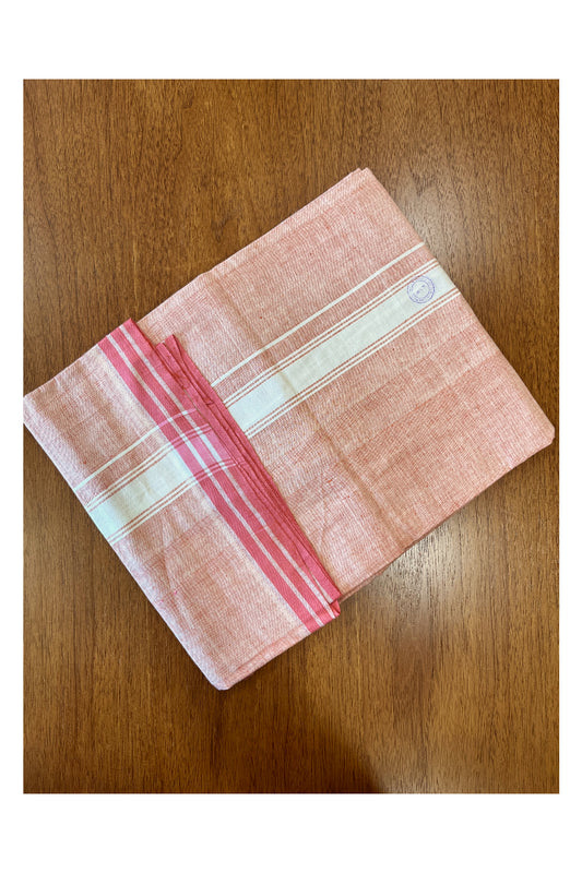 Southloom Premium Handloom Red Shaded Solid Single Mundu (Lungi) with White Border