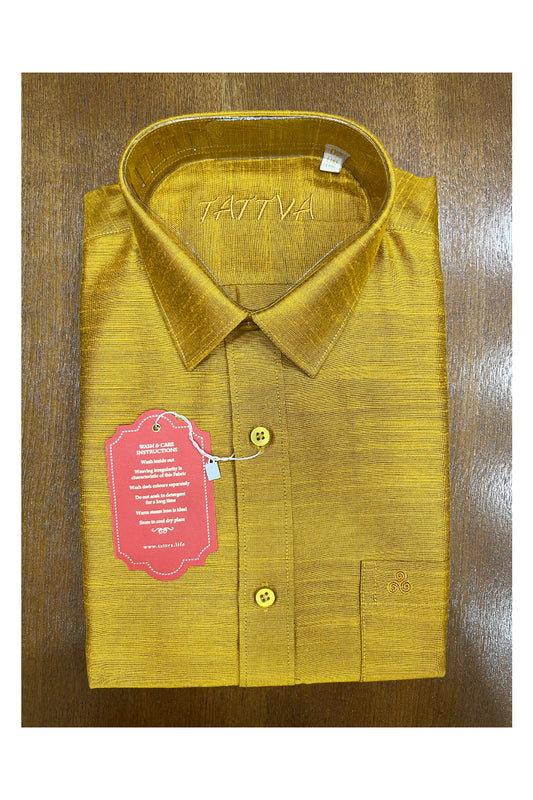 Southloom Semi Silk Yellow Solid Shirt