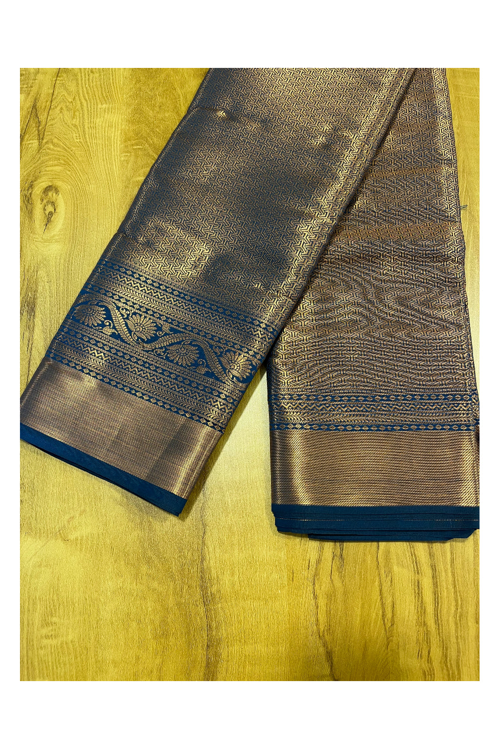 Southloom Premium Semi Silk Zari Work Brocade Saree in Bridal Blue with Matching Pallu (Kanchipuram Pattu Saree)