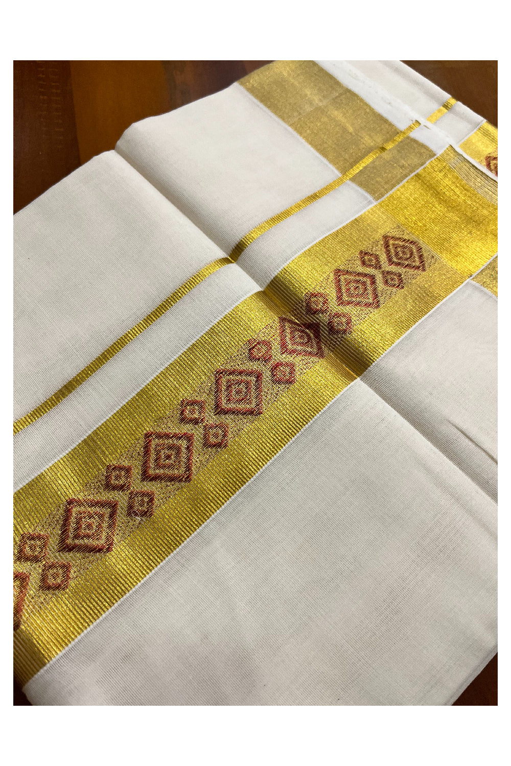 Southloom Premium Handloom Pure Cotton Mundu with Golden and Copper Kasavu Woven Border (Vishu 2024 Collection)