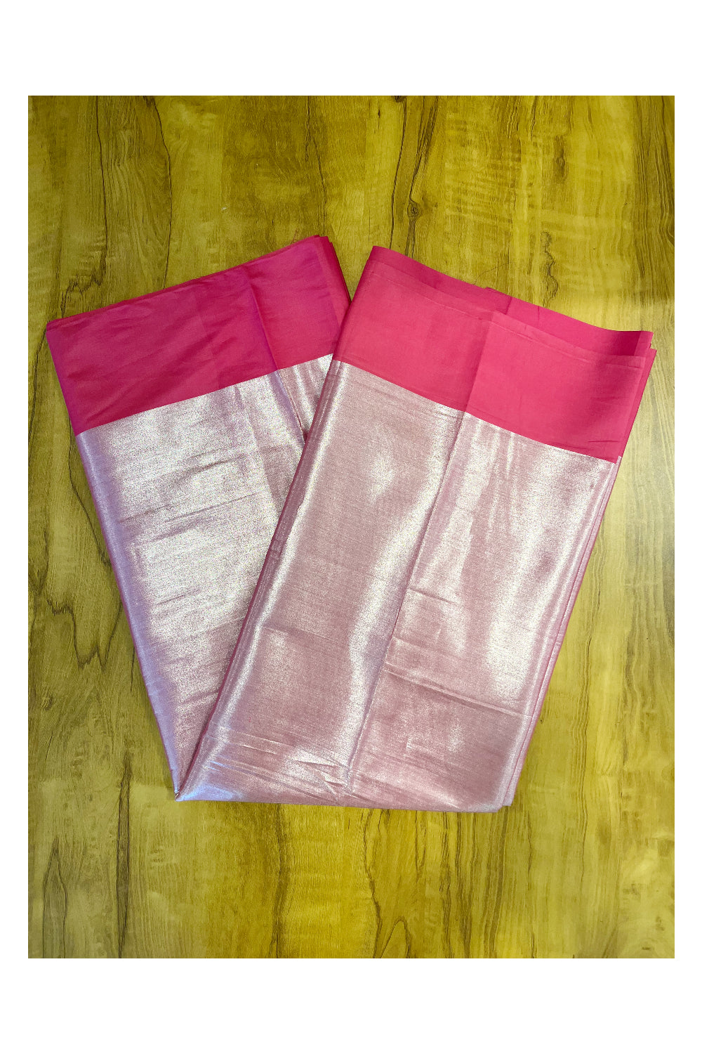 Southloom Special Semi Silk Saree with Silver Body and Pink Border