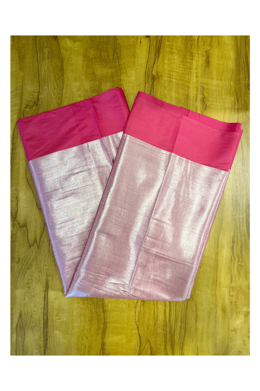 Southloom Special Semi Silk Saree with Silver Body and Pink Border