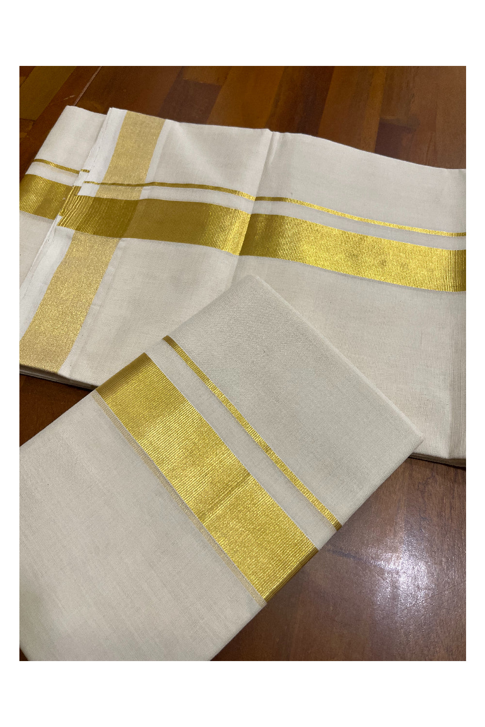 Southloom Handloom Premium Unakkupaavu Single Set Mundu (Mundum Neriyathum) with 1.5 inch Kasavu Border 2.70 Mtrs