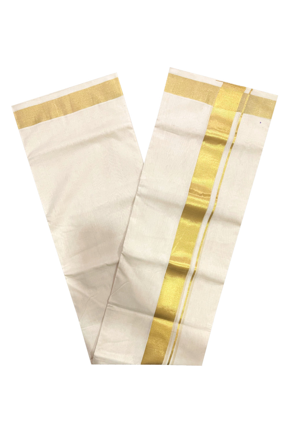 Southloom Premium Balaramapuram Unakkupaavu Handloom 2 inch Kasavu Mundu (South Indian Kerala Dhoti)