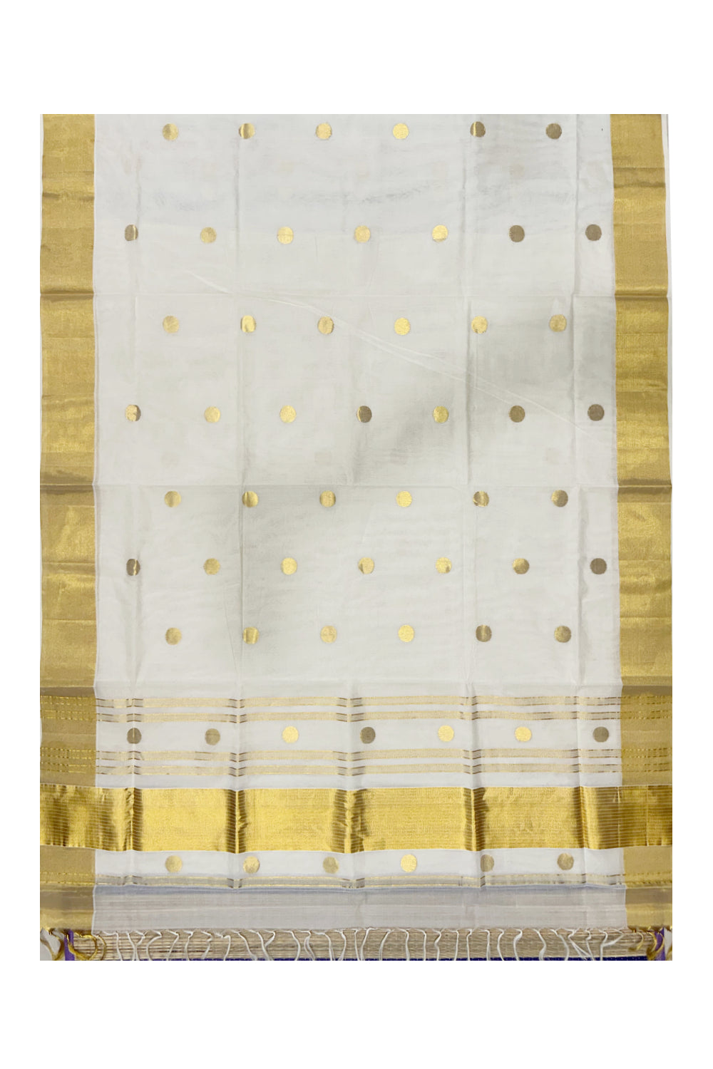 Southloom Premium Handloom Cotton Saree with Polka Woven Works on Body