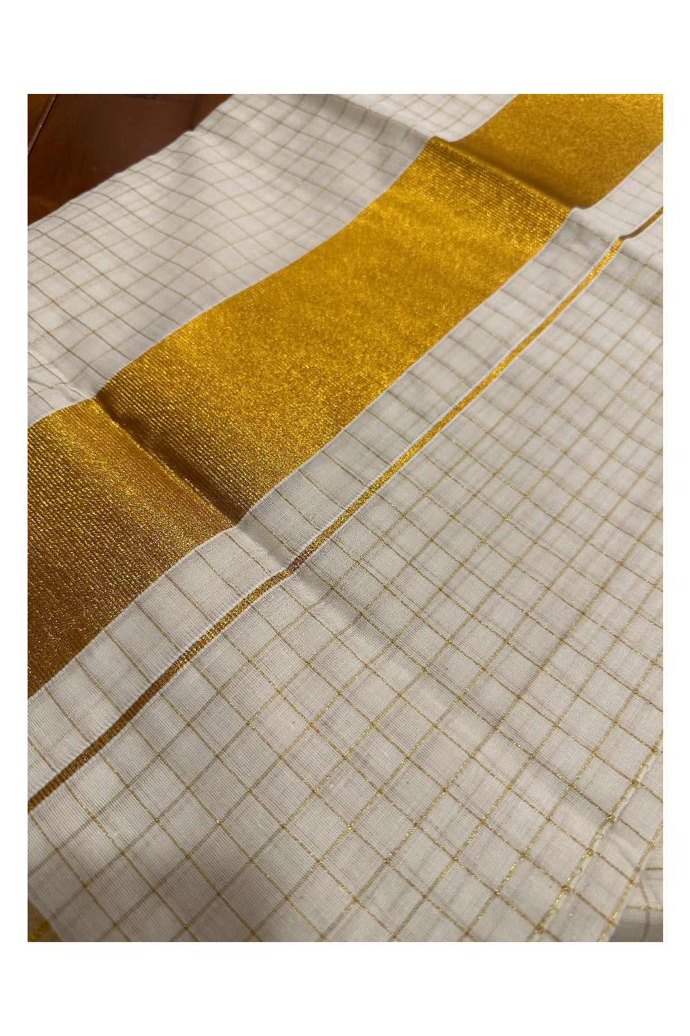 Kerala Cotton Kasavu Checks Design Saree (Onam Saree 2023)