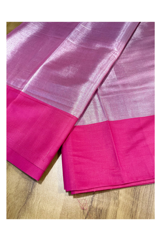 Southloom Special Semi Silk Saree with Silver Body and Pink Border