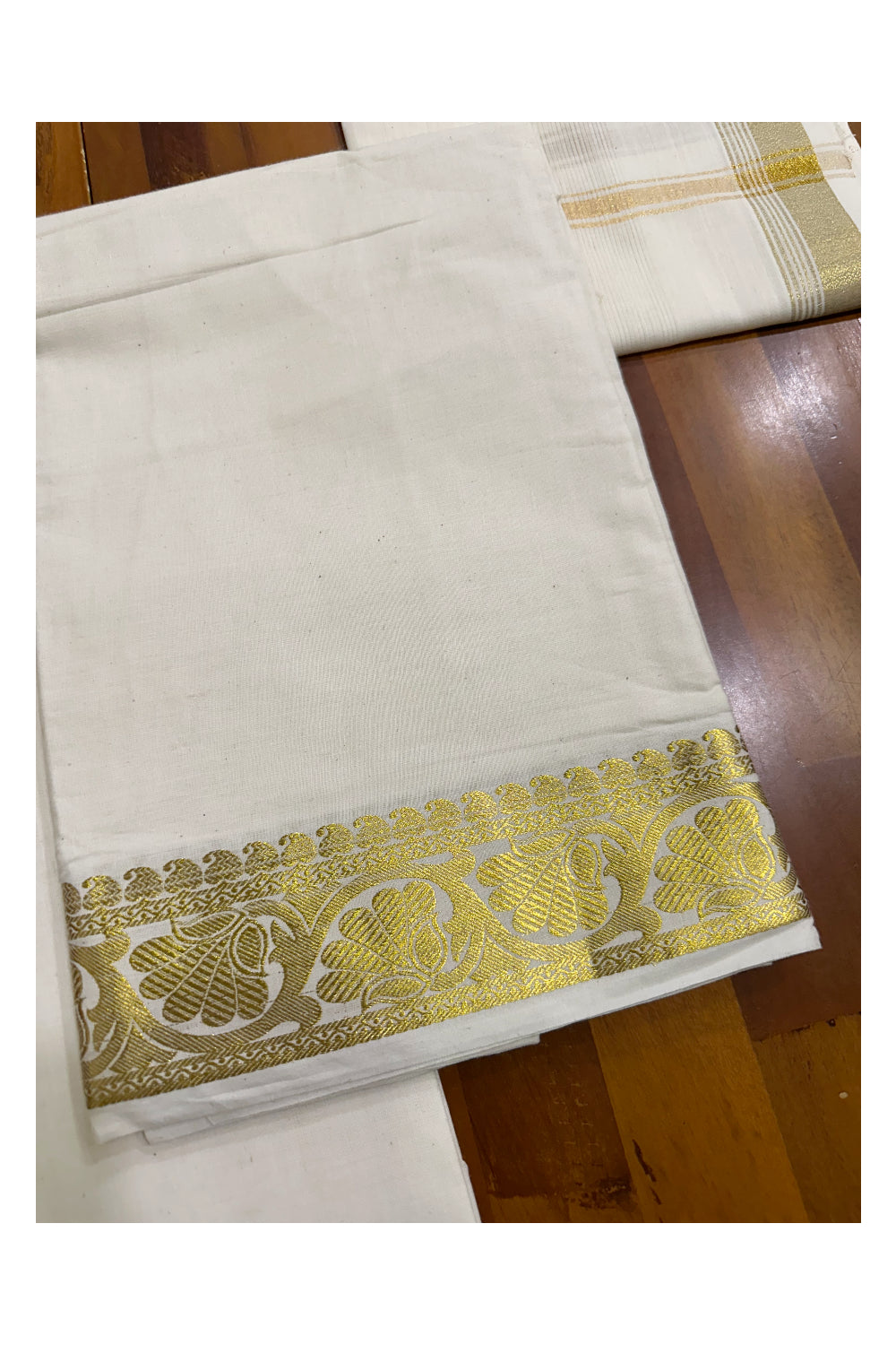 Kerala Cotton Churidar Salwar Material with Kasavu Woven Designs (include Shawl / Dupatta)