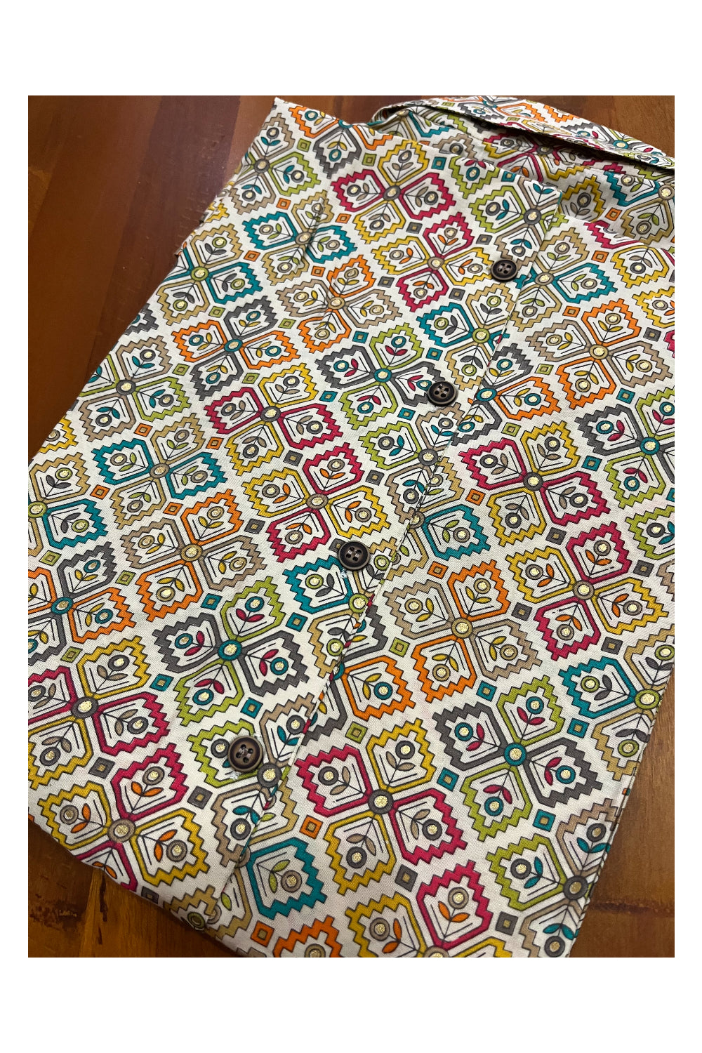 Southloom Jaipur Cotton Multi Colour Hand Block Printed Cuban Collar Shirt (Half Sleeves)