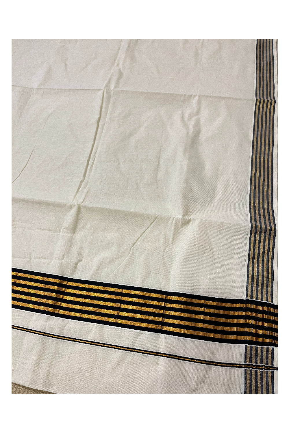 Kerala Pure Cotton Saree with Kasavu and Black Border