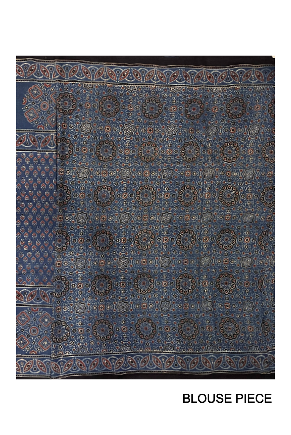 Southloom Pure Cotton Dark Blue Maroon Block Printed Saree