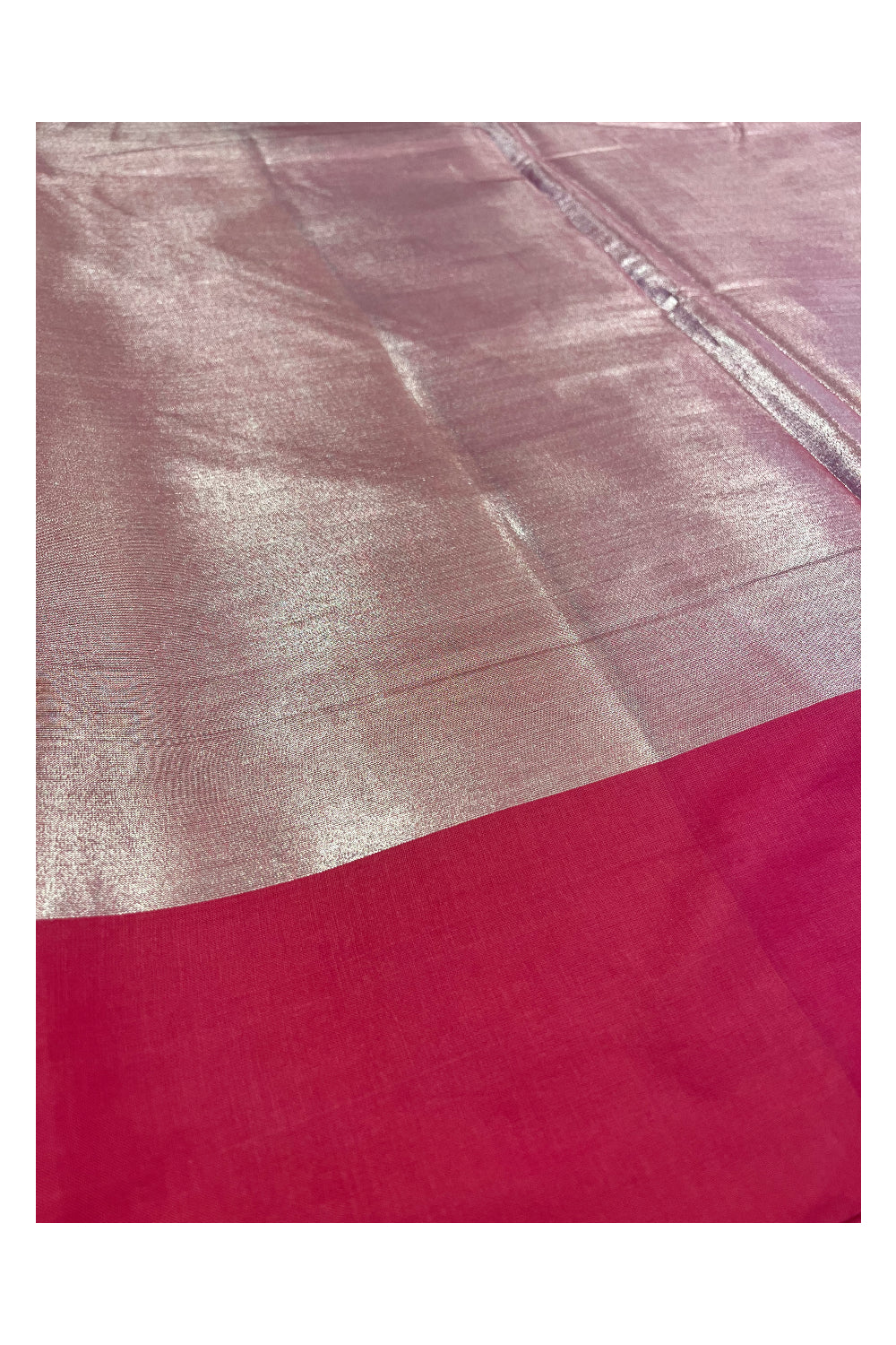 Southloom Special Semi Silk Saree with Silver Body and Pink Border