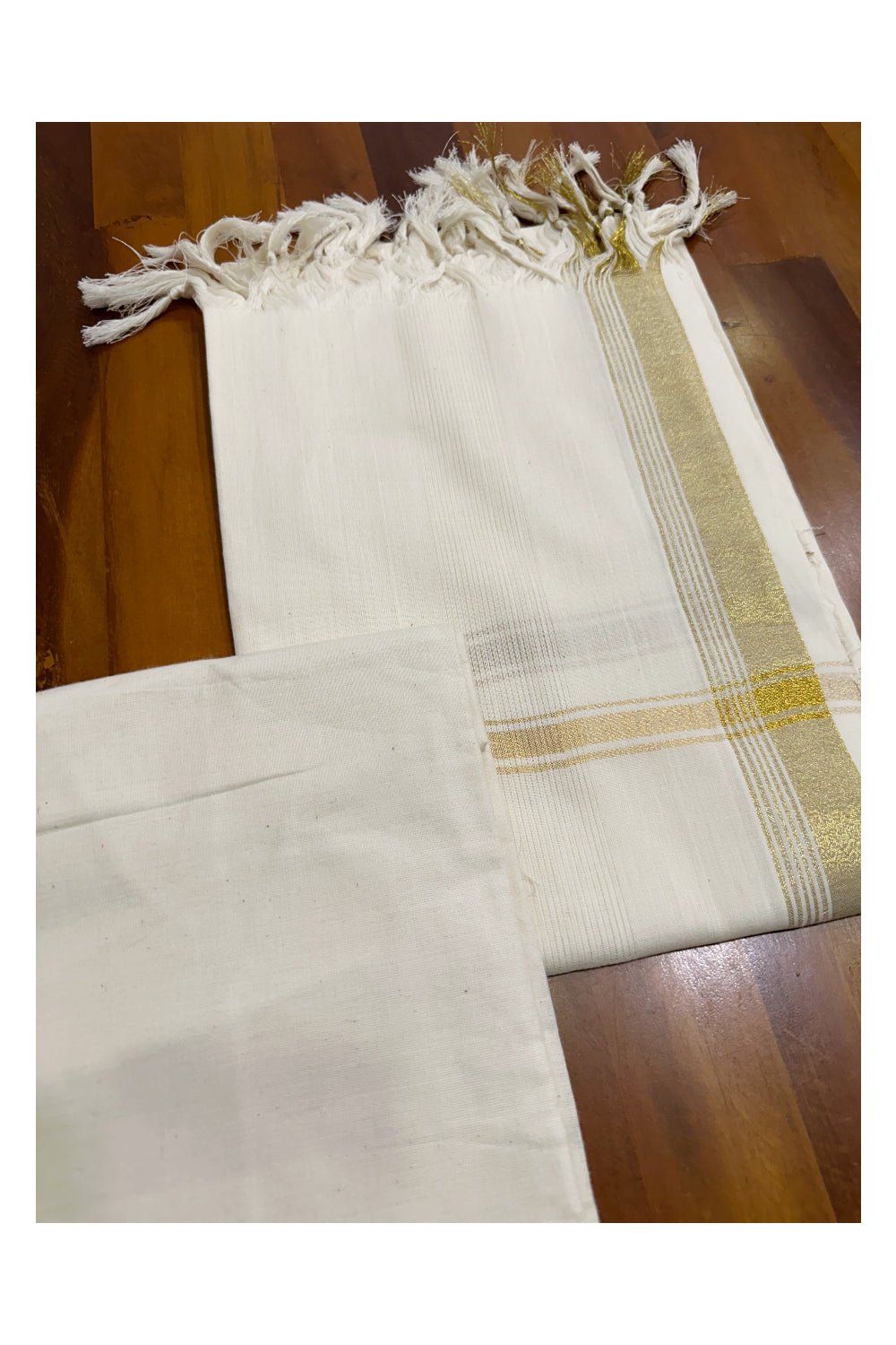 Kerala Cotton Churidar Salwar Material with Kasavu Woven Designs (include Shawl / Dupatta)