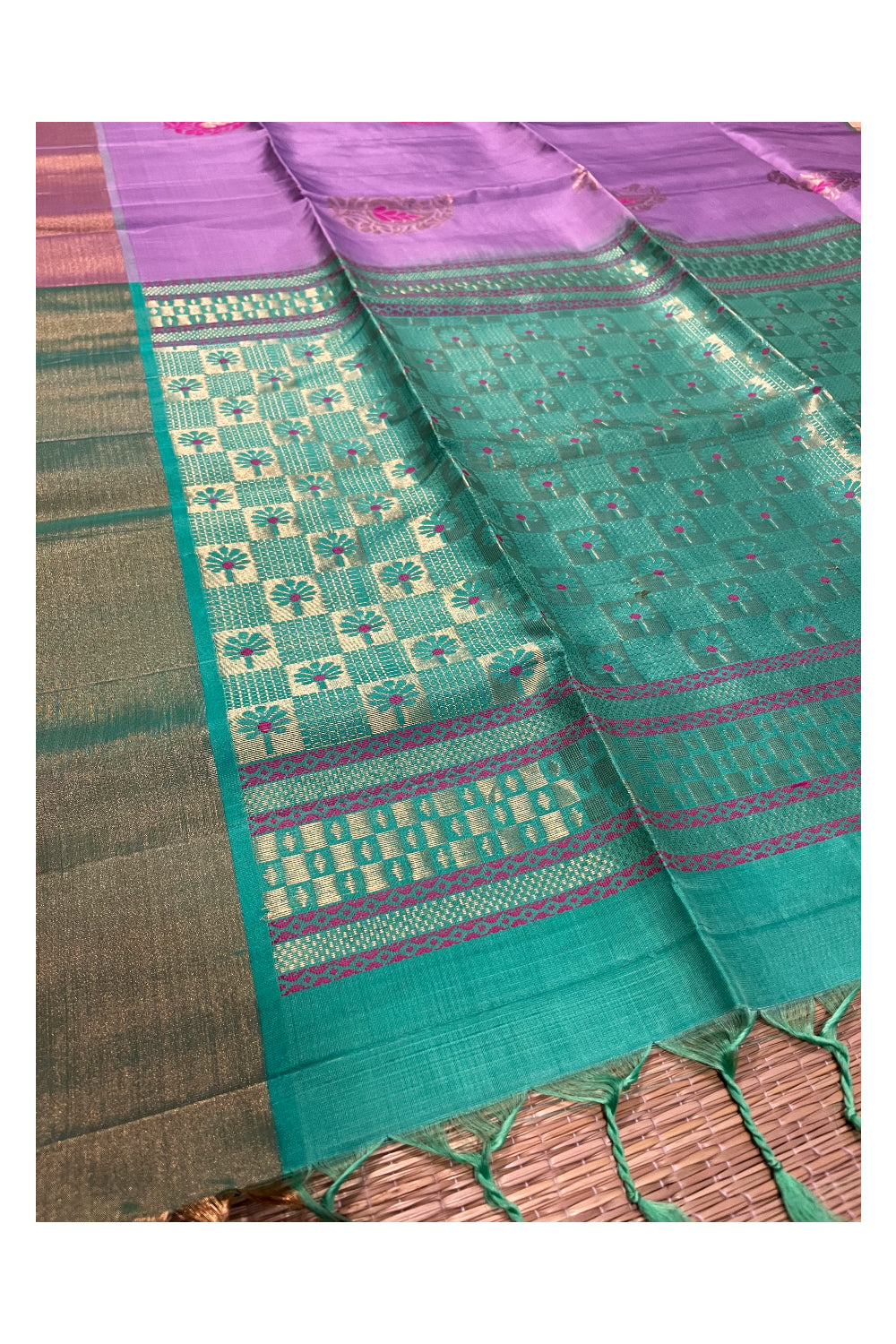 Southloom Pure Handloom Bridal Kanchipuram Silk Saree with Korvai Work