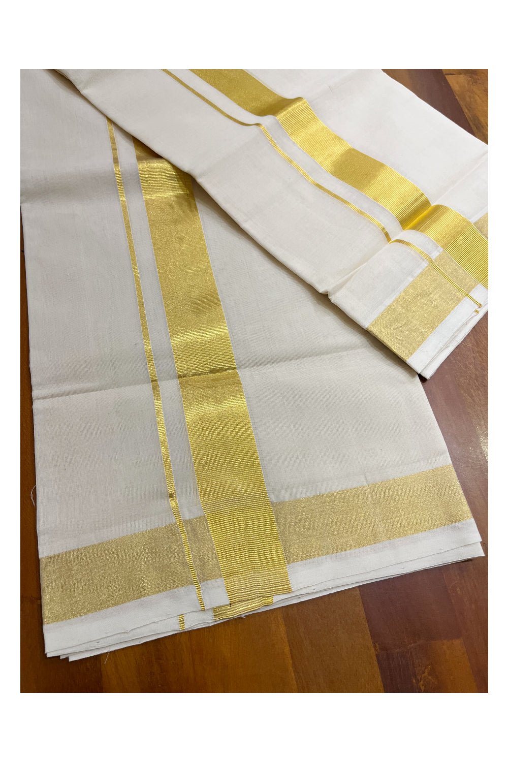 Southloom Handloom Premium Unakkupaavu Single Set Mundu (Mundum Neriyathum) with 1.5 inch Kasavu Border 2.70 Mtrs