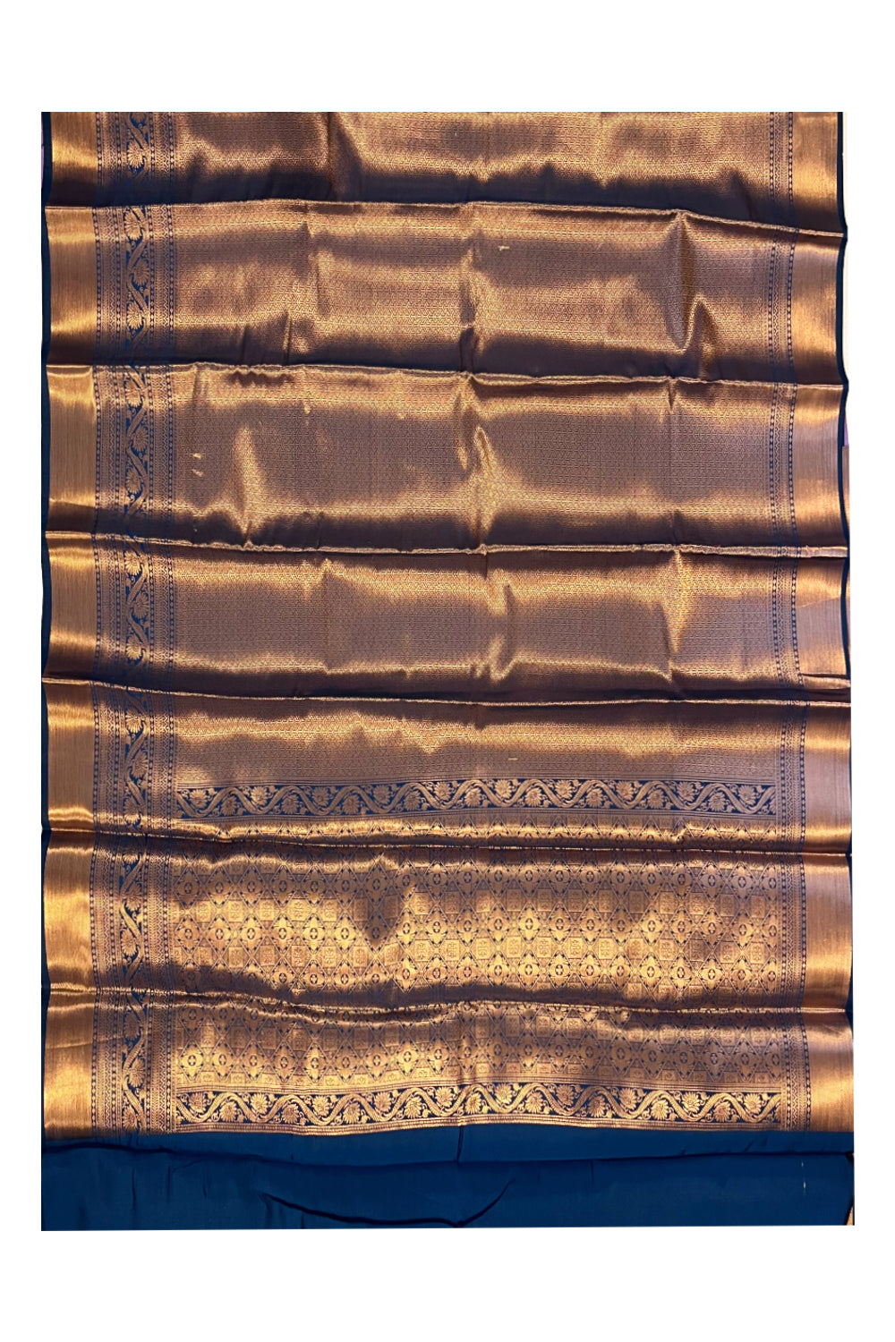 Southloom Premium Semi Silk Zari Work Brocade Saree in Bridal Blue with Matching Pallu (Kanchipuram Pattu Saree)