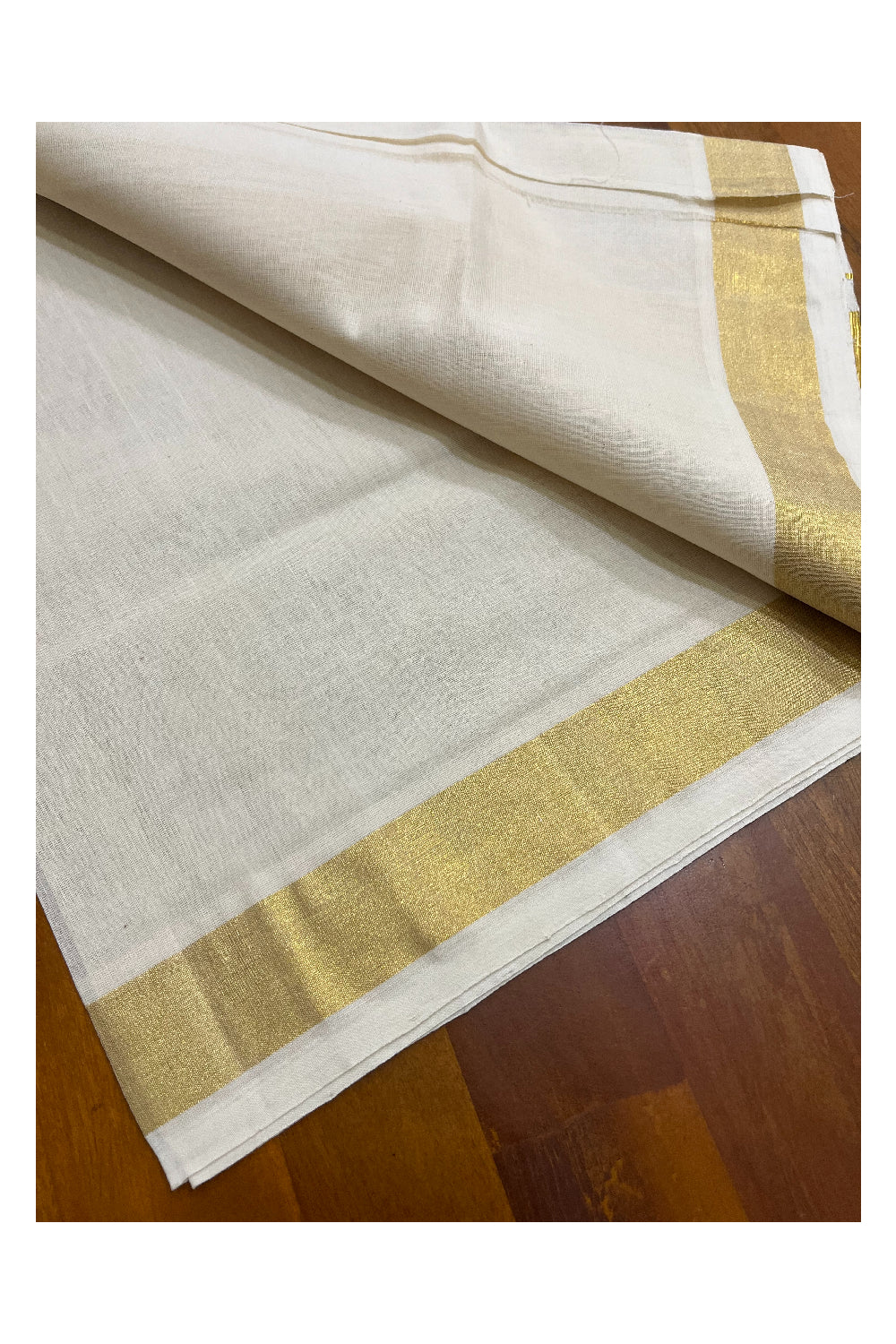 Southloom Handloom Premium Unakkupaavu Single Set Mundu (Mundum Neriyathum) with 1.5 inch Kasavu Border 2.70 Mtrs