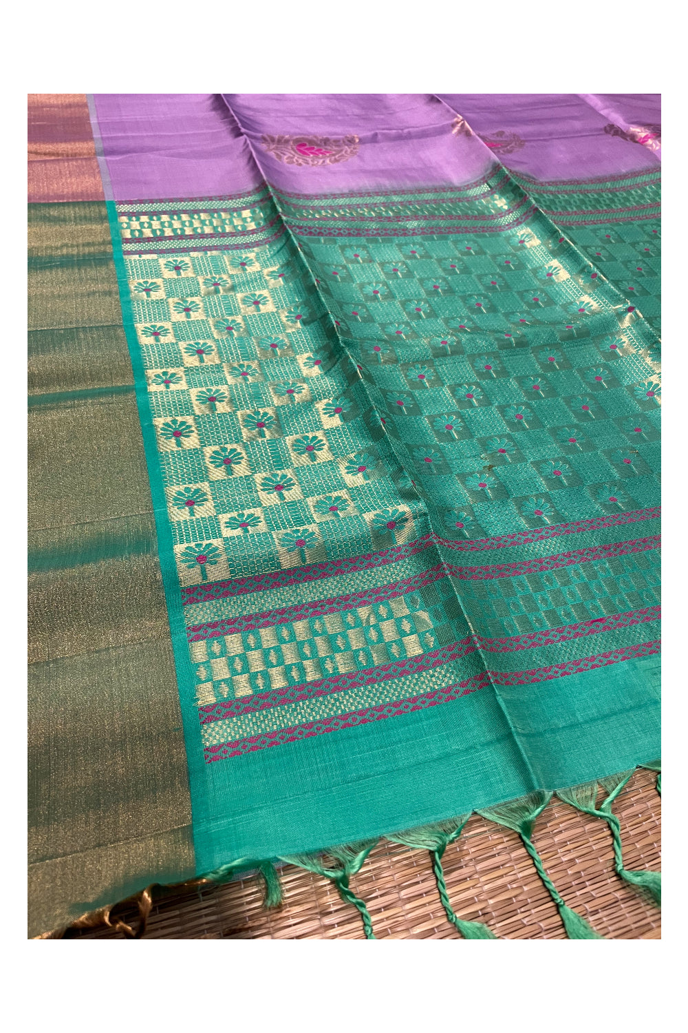 Southloom Pure Handloom Bridal Kanchipuram Silk Saree with Korvai Work