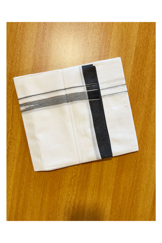 Pure White Cotton Double Mundu with Black Border (South Indian Dhoti)