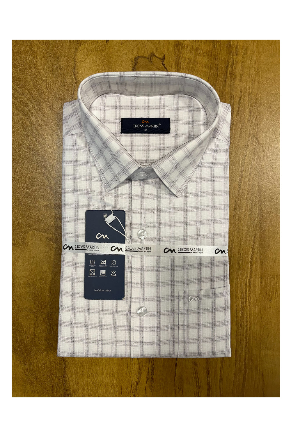 Pure Cotton White check Shirt (40 FS)