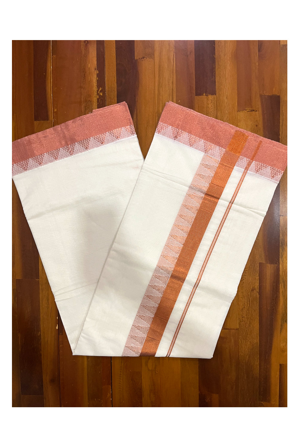 Kerala Pure Cotton Saree with Copper Kasavu Temple Woven Border