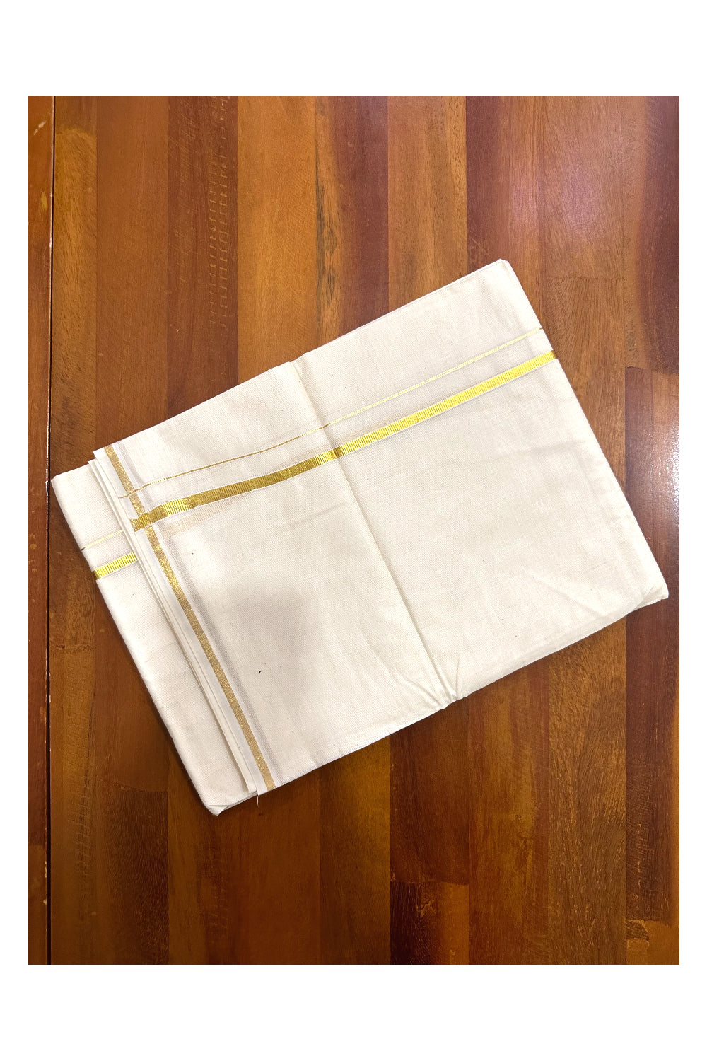 Kerala Cotton Double Mundu with 0.25 inch Kasavu Border (Onam Mundu 2023)