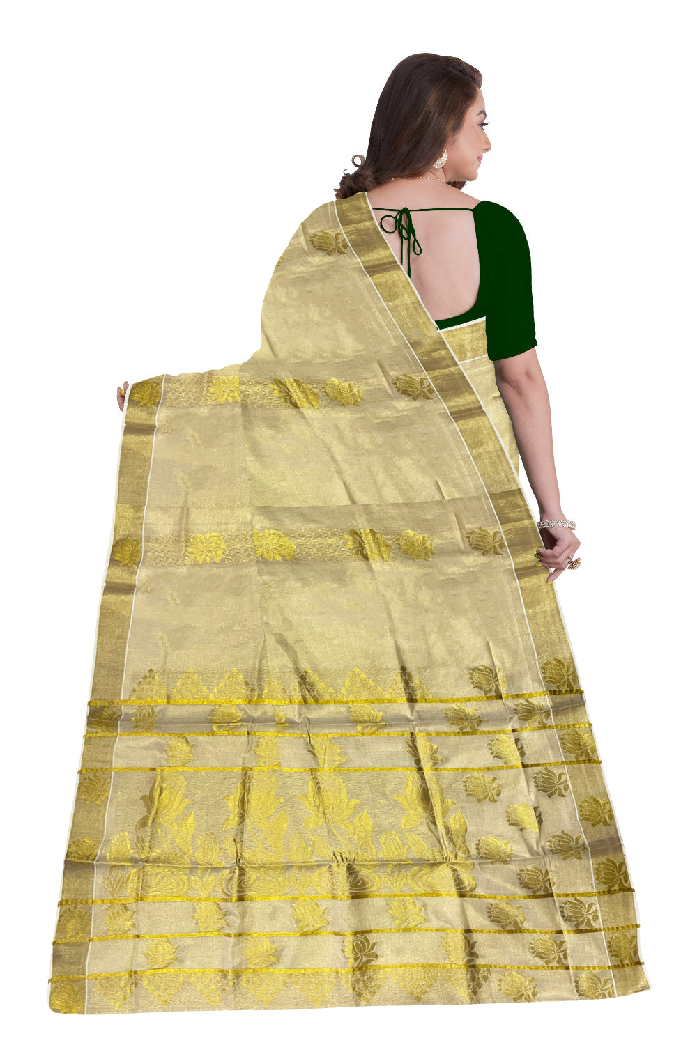 Kerala Tissue Heavy Woven Work Kasavu Saree