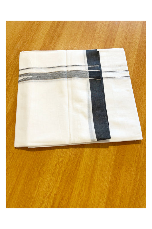 Pure White Cotton Double Mundu with Black Border (South Indian Dhoti)