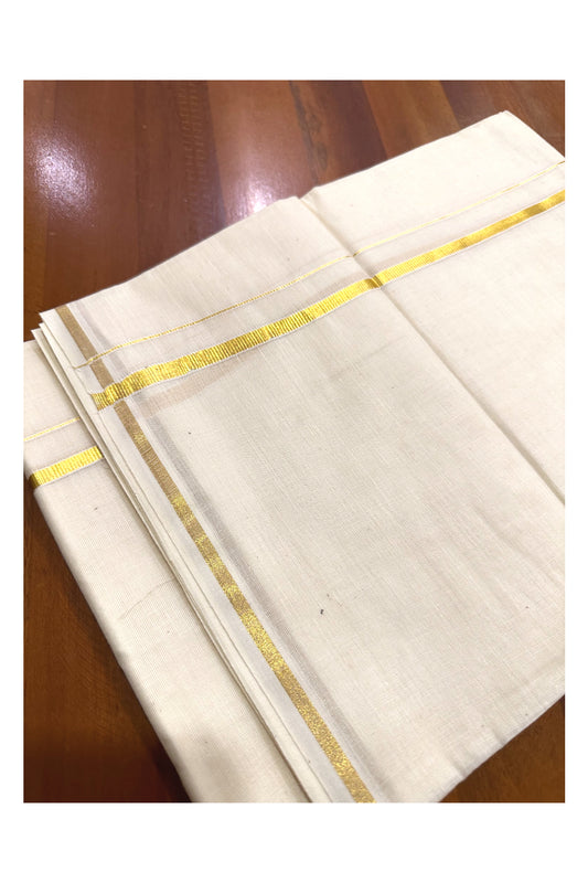 Kerala Cotton Double Mundu with 0.25 inch Kasavu Border (Onam Mundu 2023)