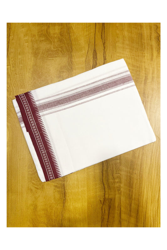 Southloom White And Maroon Single Mundu / Otta Mundu / Lungi (South Indian Kerala Dhoti)