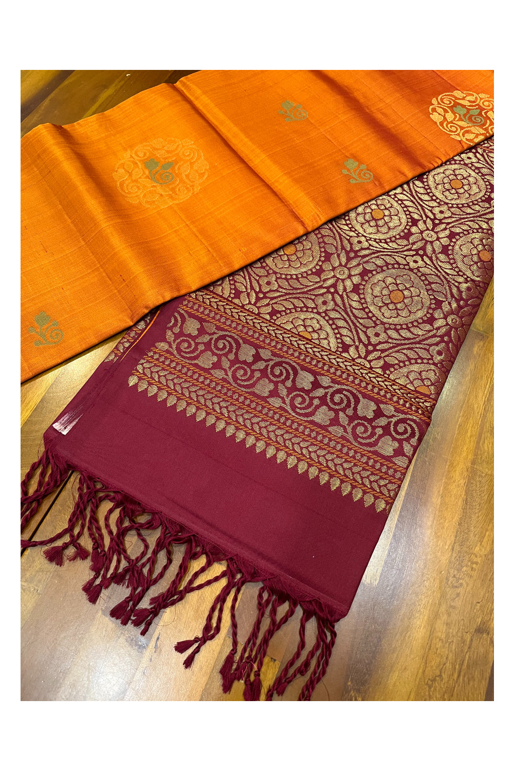 Southloom Pure Handloom Bridal Kanchipuram Silk Saree with Korvai Work