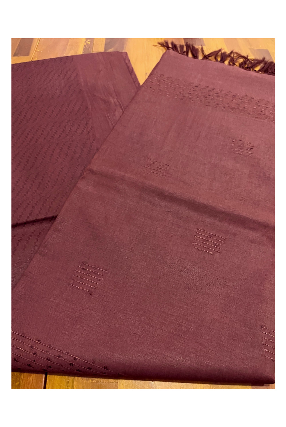 Southloom Cotton Dark Brown Designer Saree with Woven Designs on Body