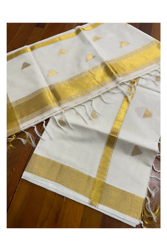 Southloom™ Premium Handloom Kerala Saree with Kasavu Leaf Woven Designs