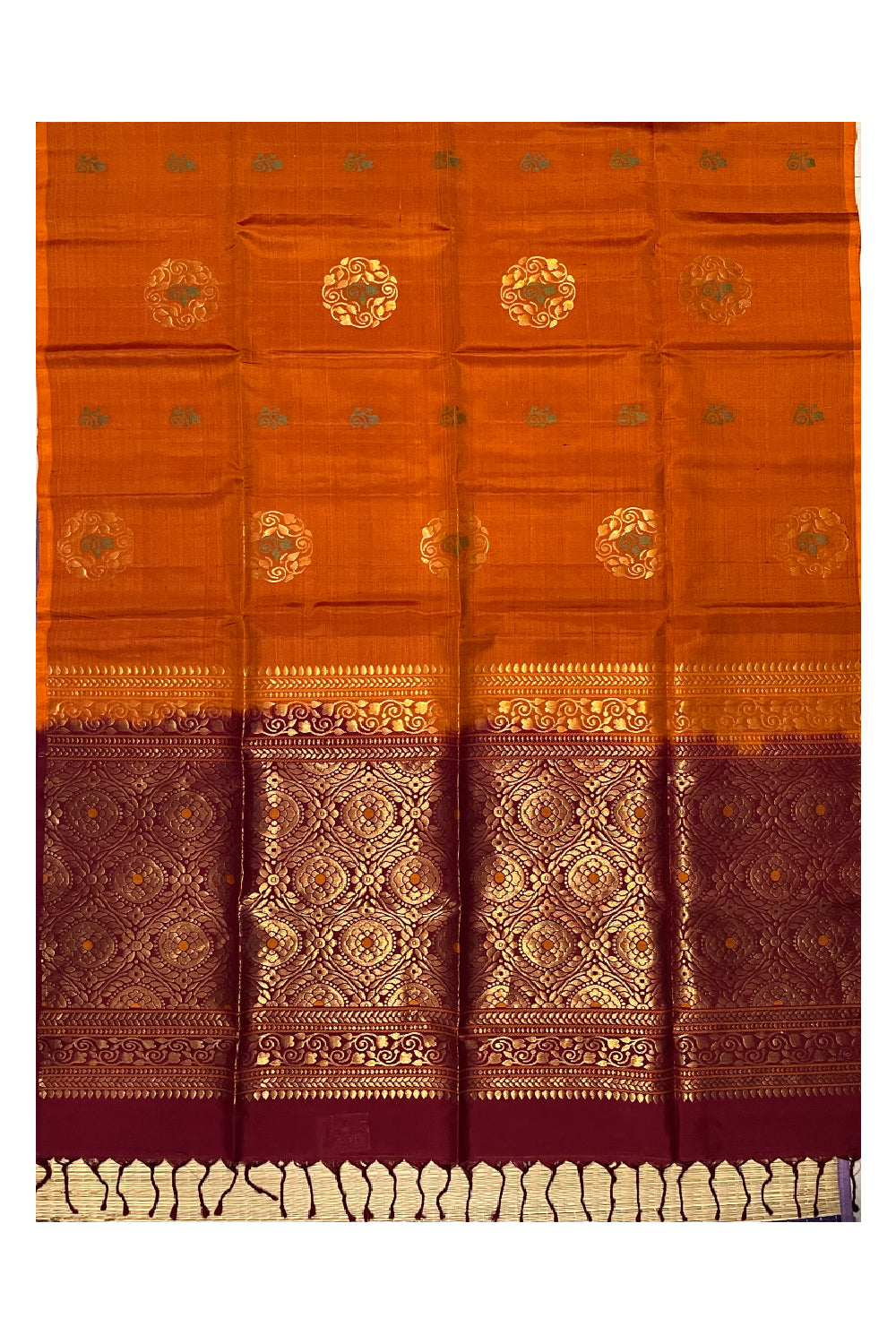 Southloom Pure Handloom Bridal Kanchipuram Silk Saree with Korvai Work