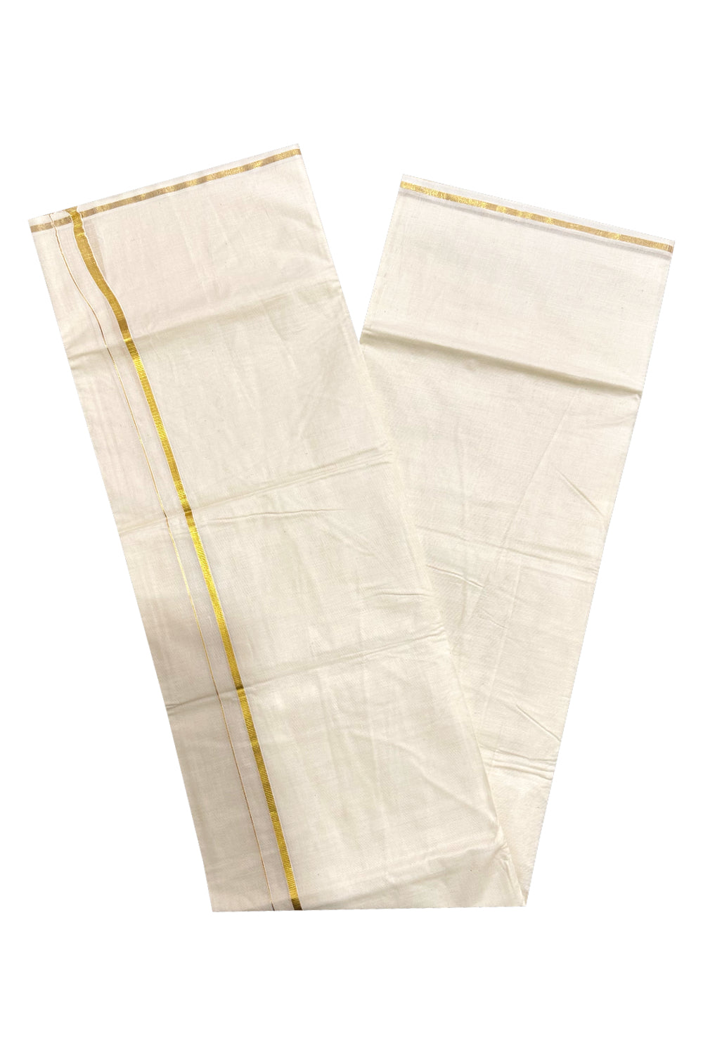 Kerala Cotton Double Mundu with 0.25 inch Kasavu Border (Onam Mundu 2023)