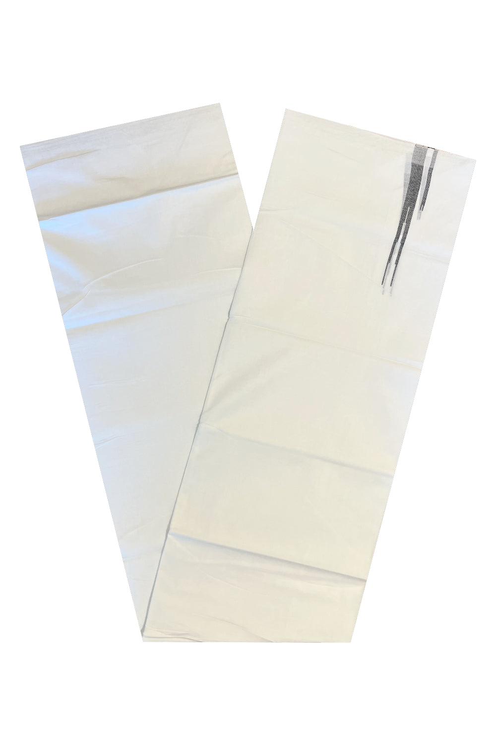 Pure White Cotton Double Mundu with Black Chutti Kara (South Indian Kerala Dhoti)