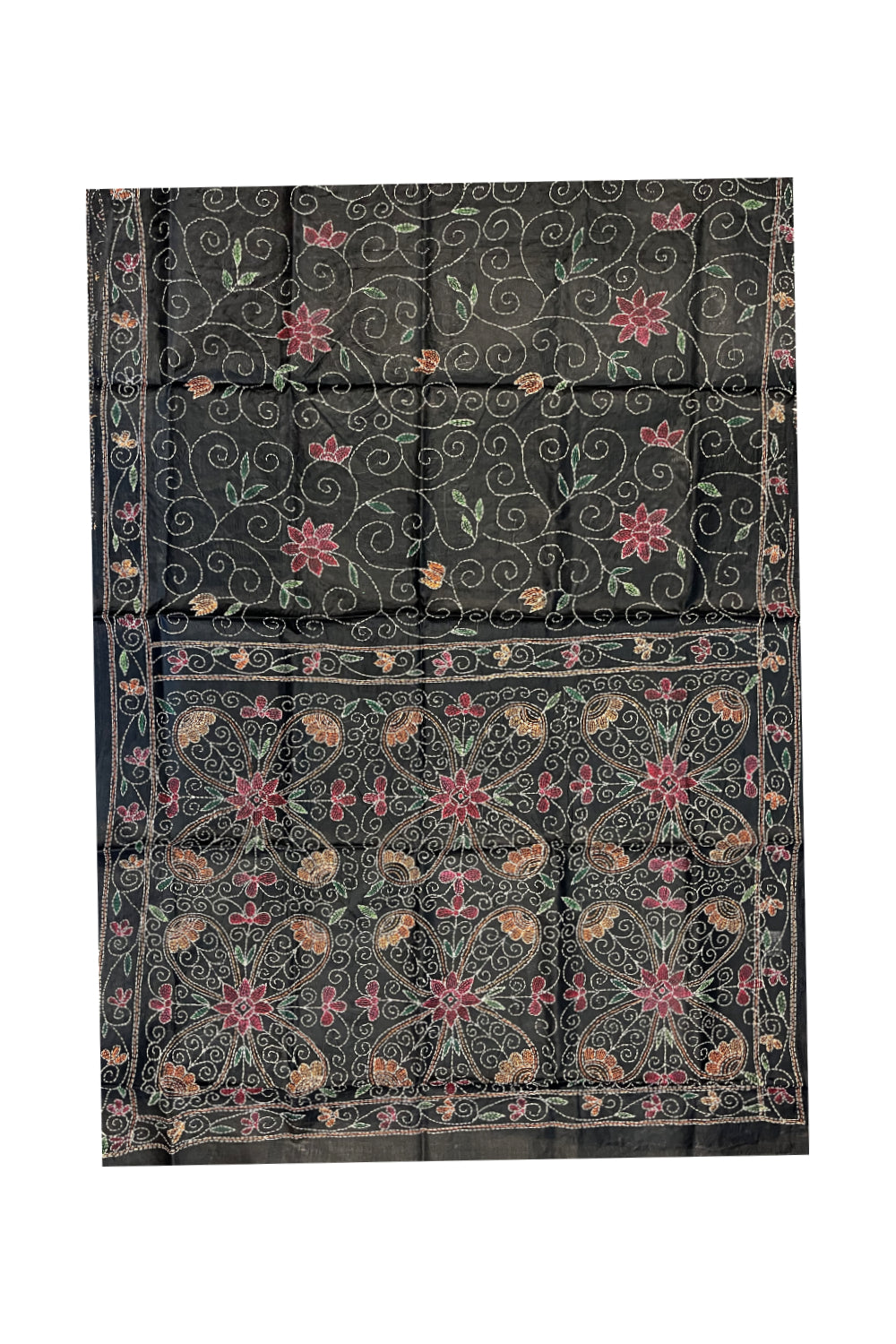 Southloom Kantha Thread Work Designer Black Saree