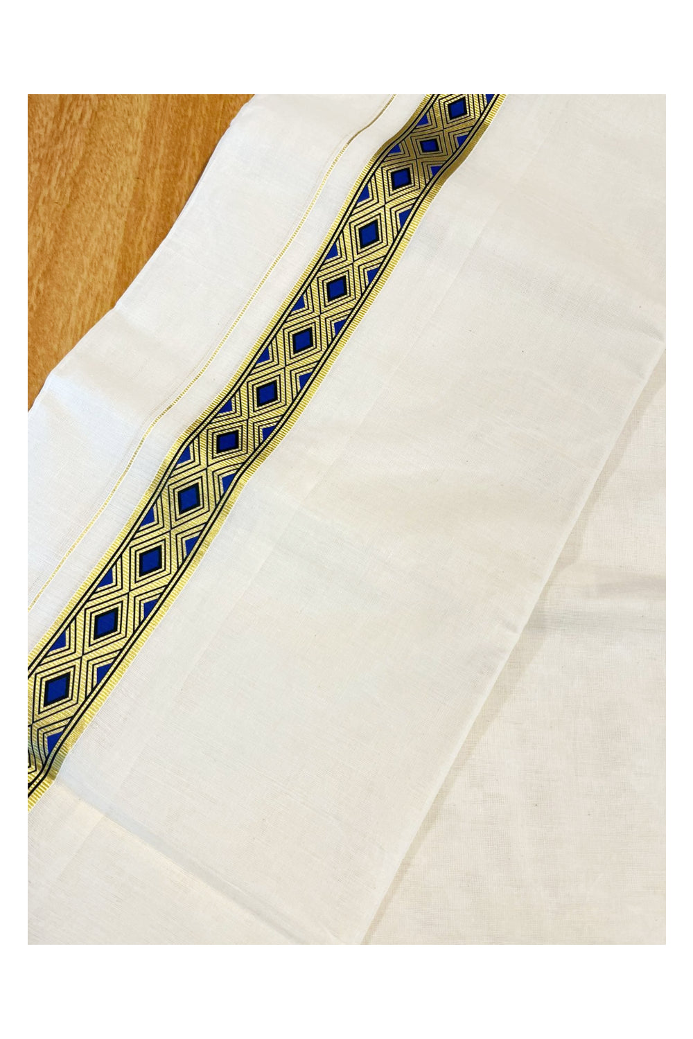 Southloom Kasavu Double Mundu with Prints on Kasavu Kara