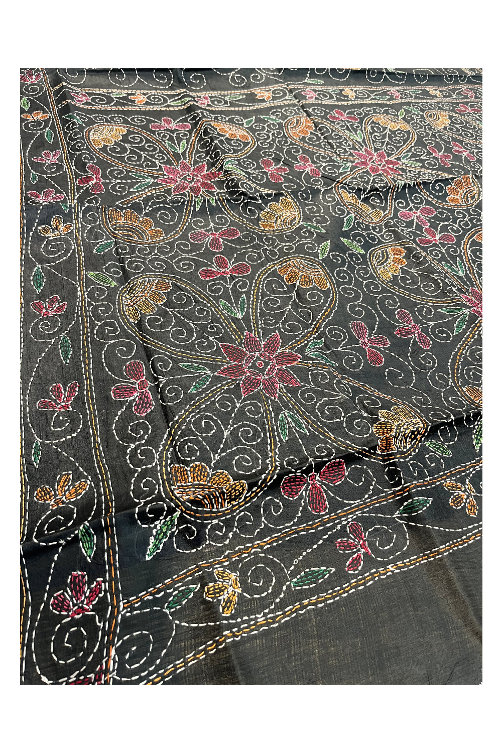 Southloom Kantha Thread Work Designer Black Saree