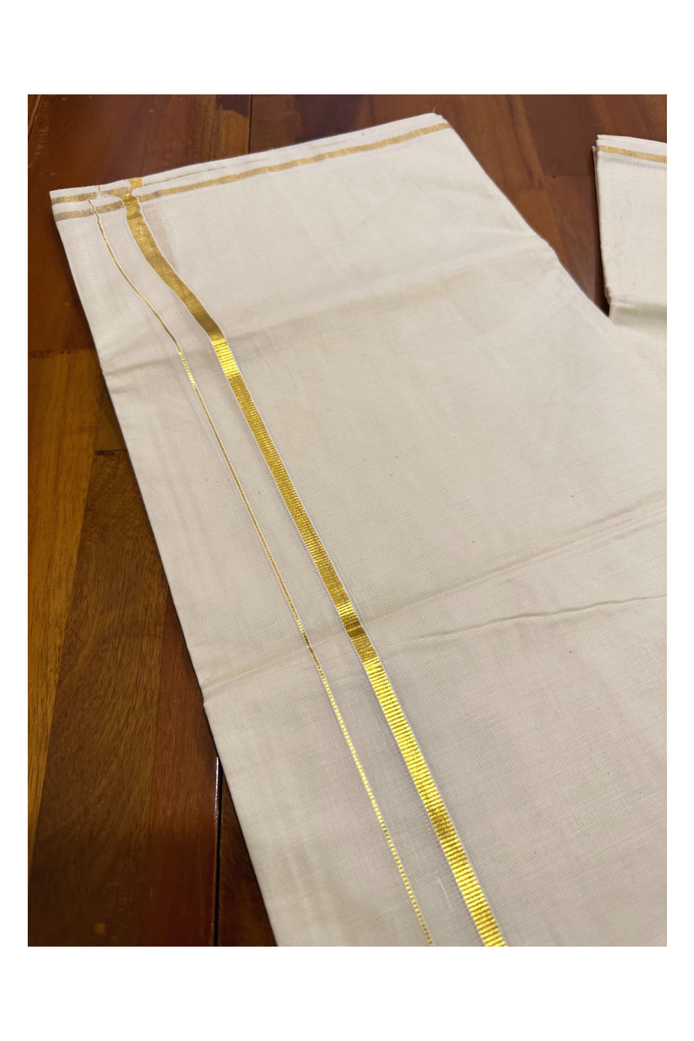 Kerala Cotton Double Mundu with 0.25 inch Kasavu Border (Onam Mundu 2023)