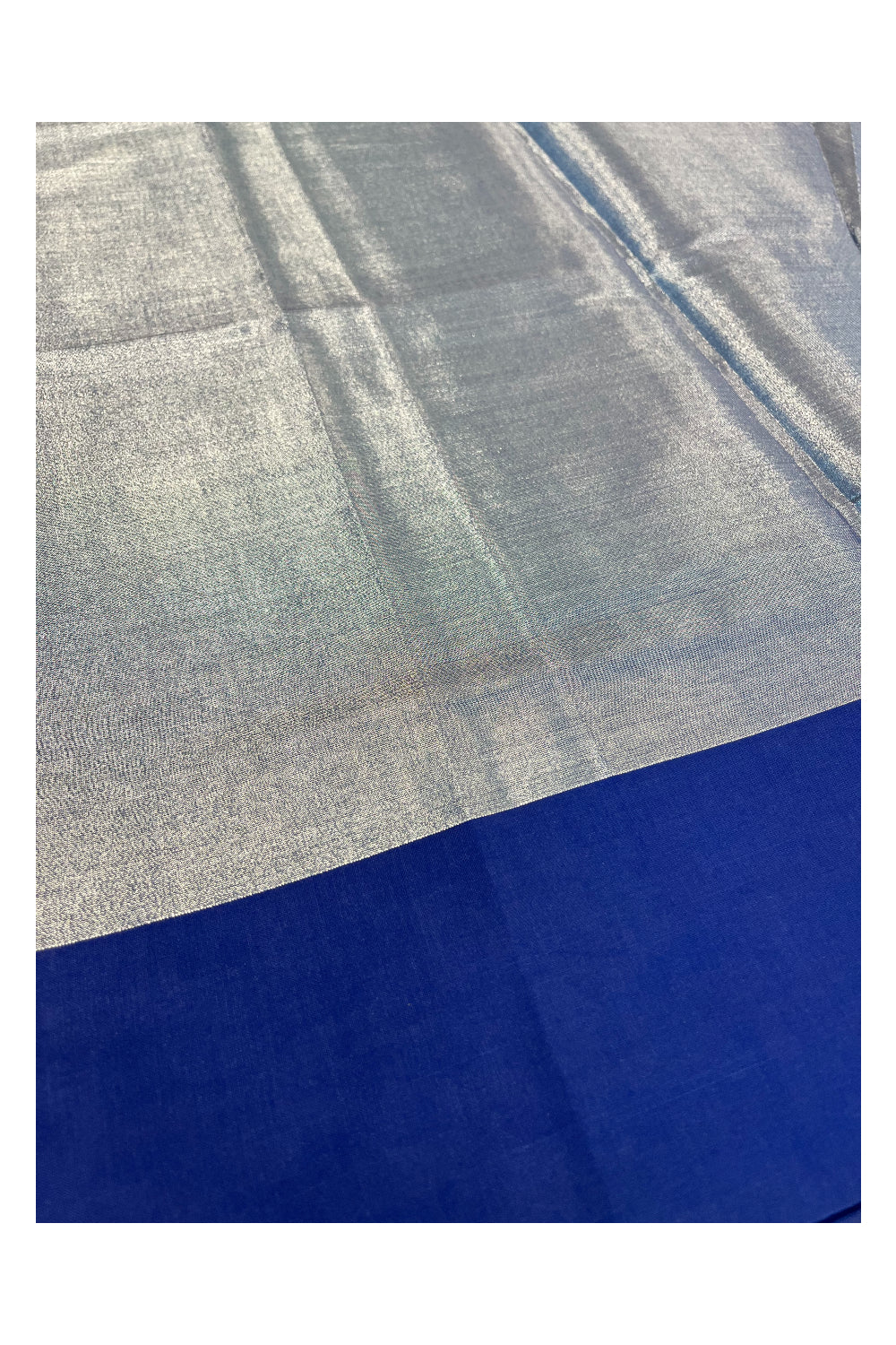 Southloom Special Semi Silk Saree with Silver Body and Blue Border