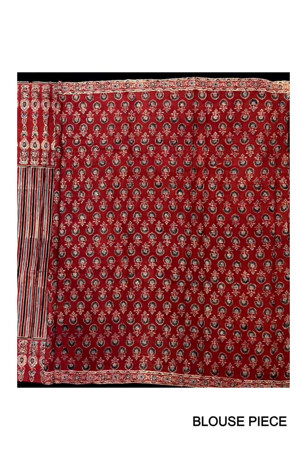 Southloom Pure Cotton Maroon Black Block Printed Saree