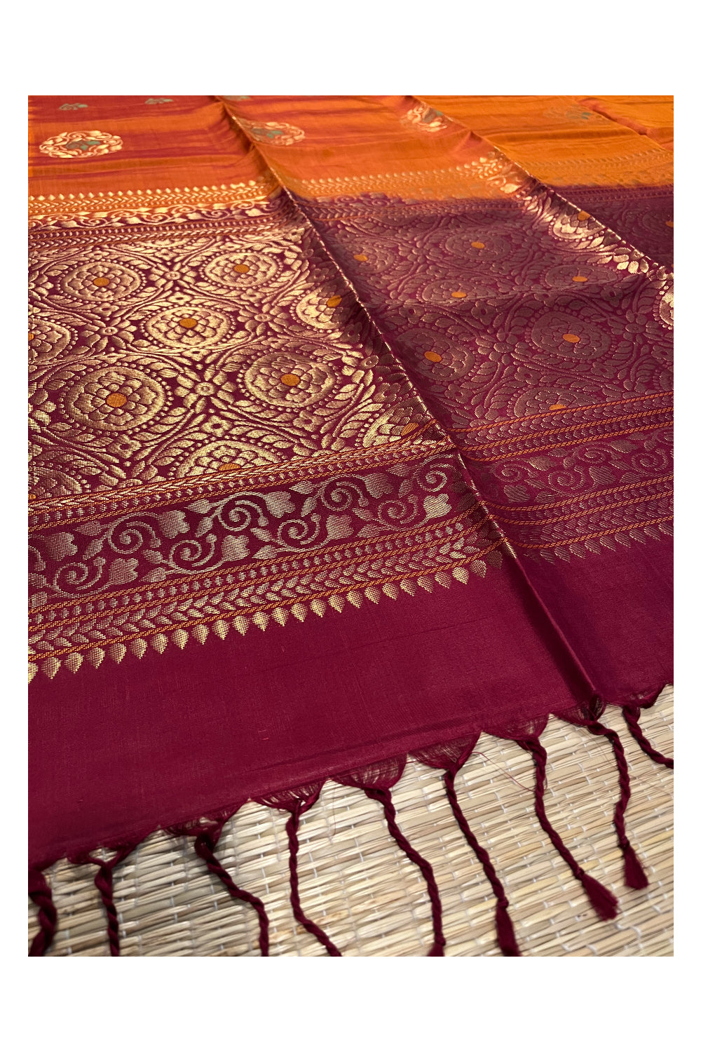 Southloom Pure Handloom Bridal Kanchipuram Silk Saree with Korvai Work