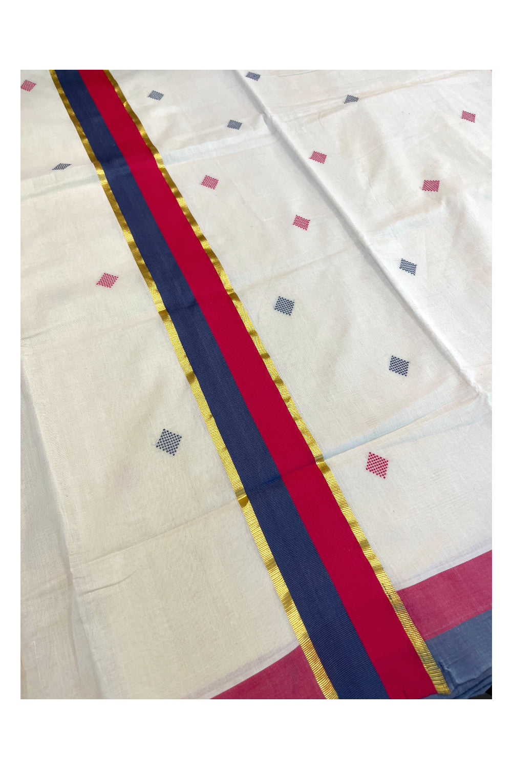 Southloom Premium Balaramapuram Unakkupaavu Handloom Cotton Butta Saree with Grey,Pink and Kasavu Border